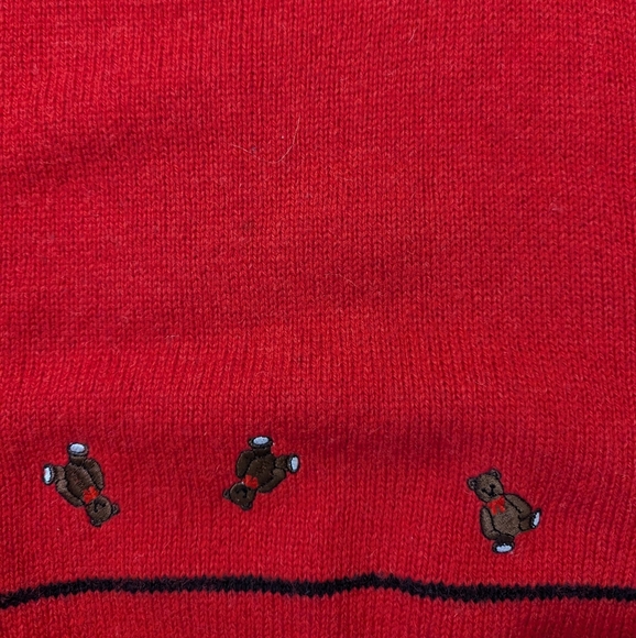 Vintage Shetland Wool Embroidered Teddy Bear Sweater Vest - Picture 8 of 13